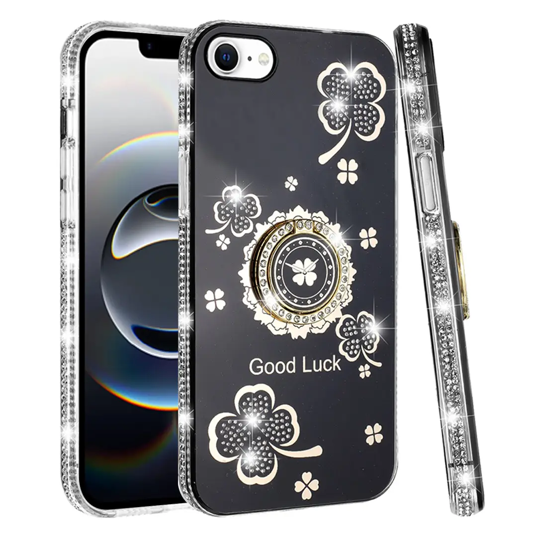 iPhone 16E Bling Diamond Lucky Case Black